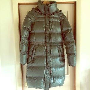 upcycled long puffer coat